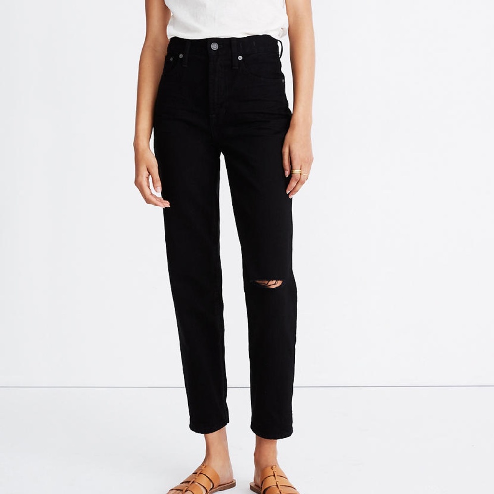 Madewell Perfect Vintage Jean in Stone Black: Knee-Slit Edition. Size 26